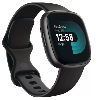 Fitbit Versa 4 Fitness Smartwatch Bundle Black/Graphite FB523BKBKL