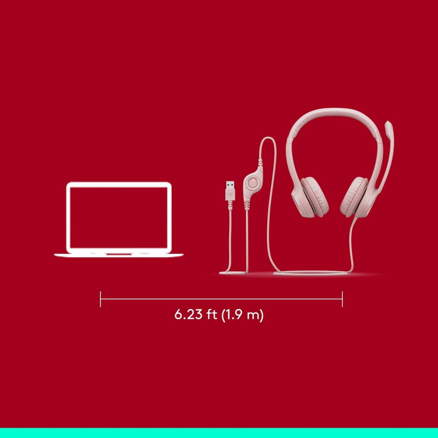 Logitech H390 USB-A Headset Rose 981-001280
