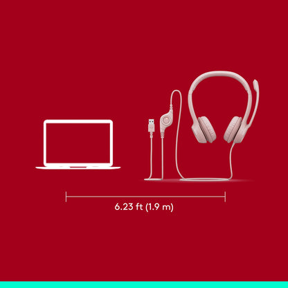 Logitech H390 USB-A Headset Rose 981-001280