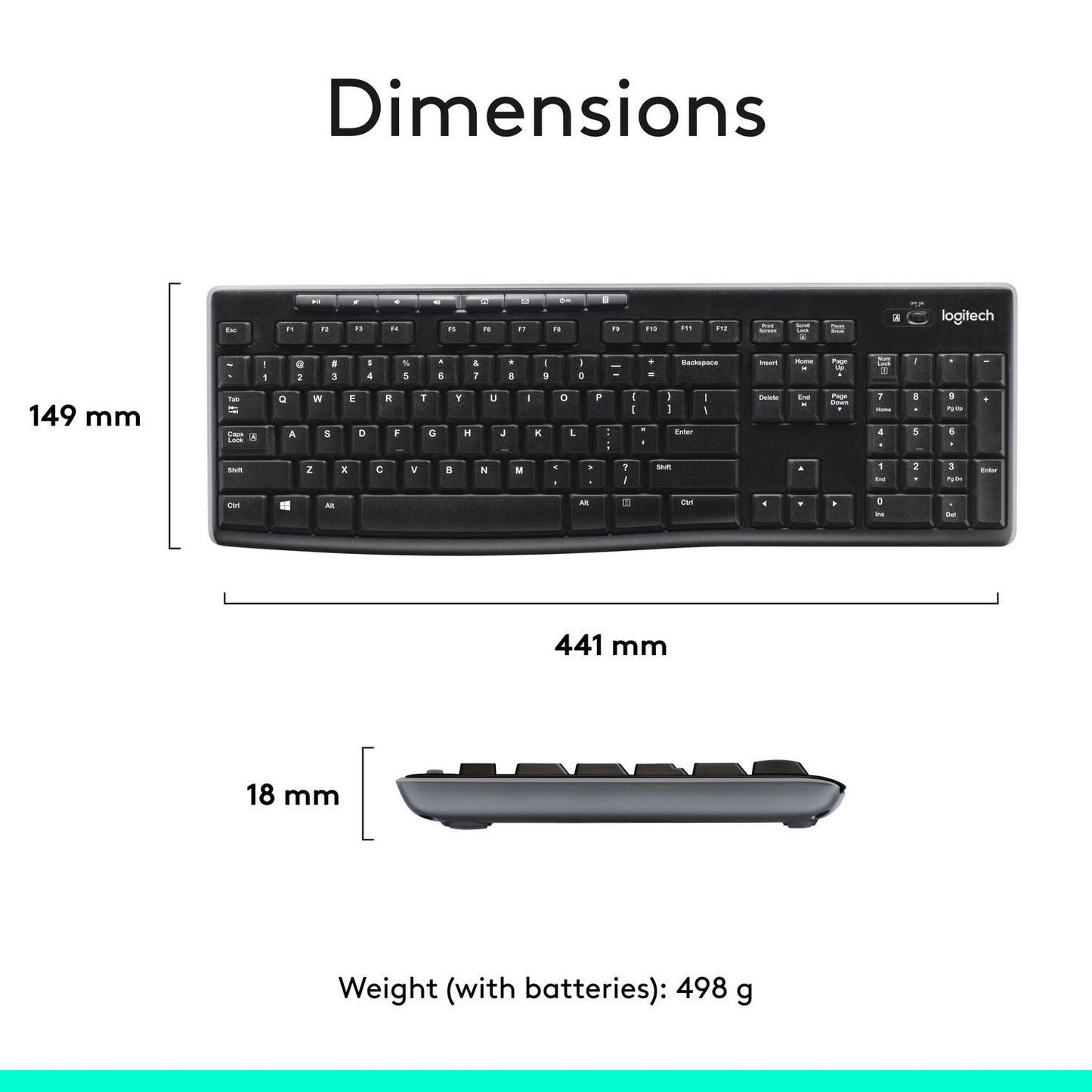 Logitech MK270 Wireless Keyboard/Mouse Combo - 2.4 GHz - Black 920-004536