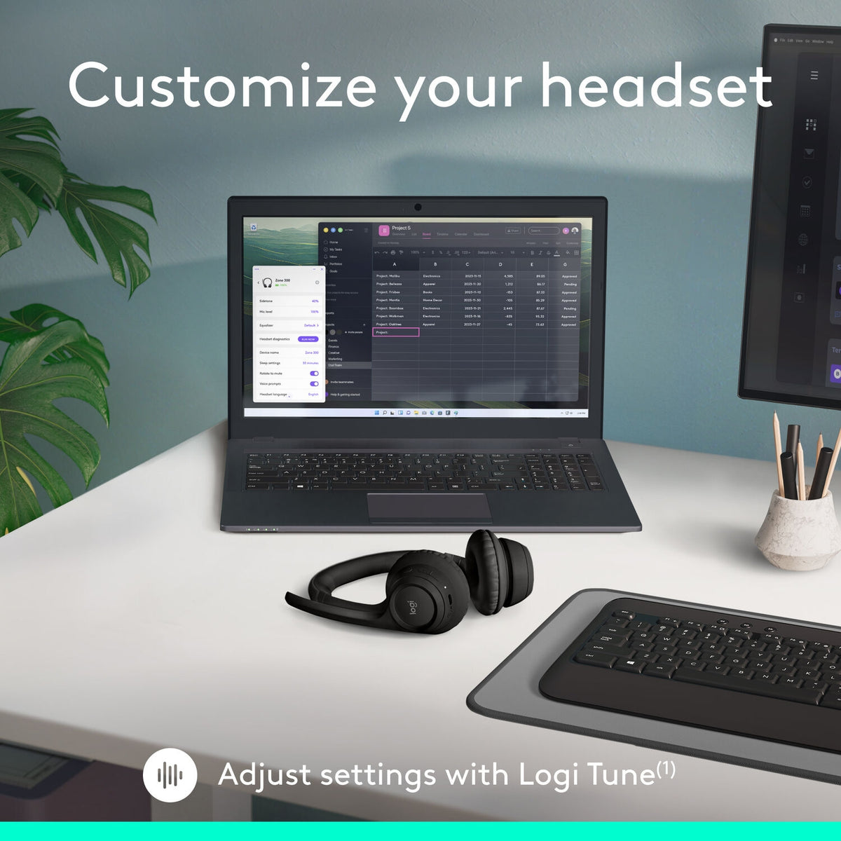 Logitech Zone 300 Wireless Headset Midnight Black 981-001406