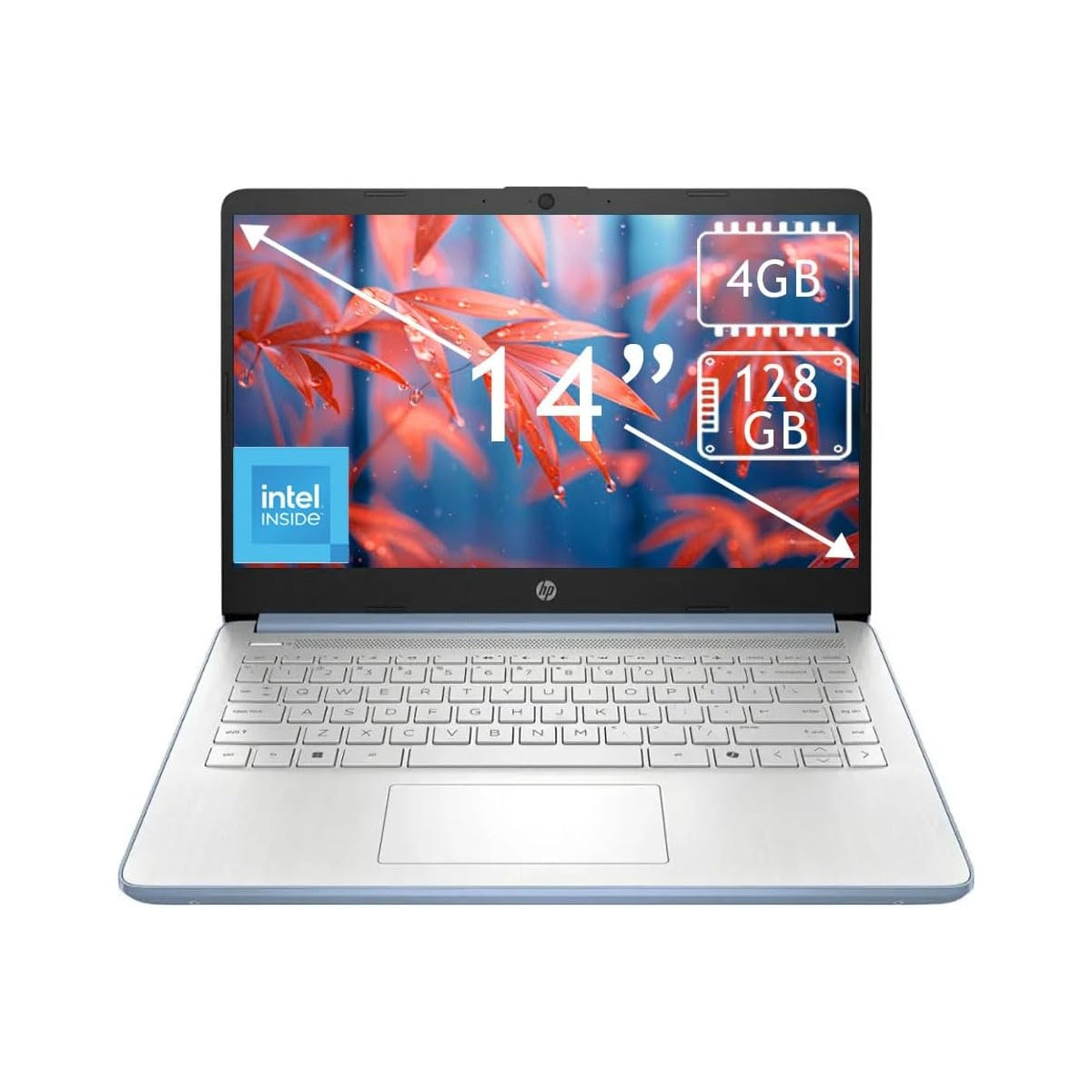 HP - 14" Laptop - Intel Processor N150 2025 - 4GB/128GB Storage Win 11 Home in S Mode - Sky Blue B86L6UA