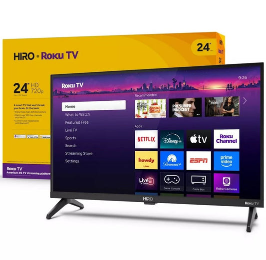 Hiro Roku 24" 720p HD Smart Flat Screen LED Roku TV with Dolby Audio for Streaming H24C2C4