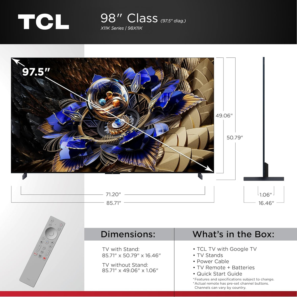 TCL 98" Class X11K Series 4K UHD HDR QD-Mini LED Smart TV with Google TV (2025) 98X11K