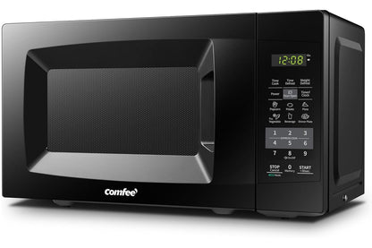 Comfee 0.7 cu. ft. 700 Watt Compact Countertop Microwave in Black with Safety lock, One-Touch Button and Eco Mode EM720CPL-PMB