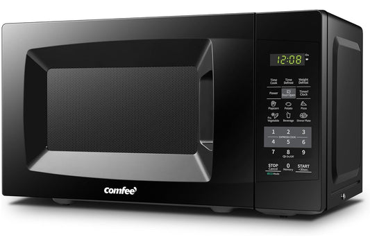 Comfee 0.7 cu. ft. 700 Watt Compact Countertop Microwave in Black with Safety lock, One-Touch Button and Eco Mode EM720CPL-PMB