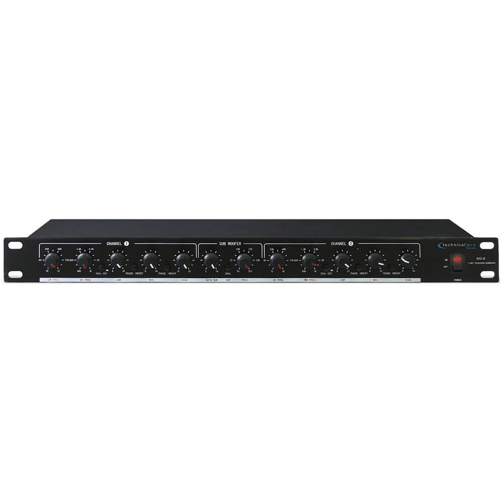 Technical Pro XO3 3 Way Crossover with Subwoofer Output, 20Hz-25kHz 1dB Frequency Response