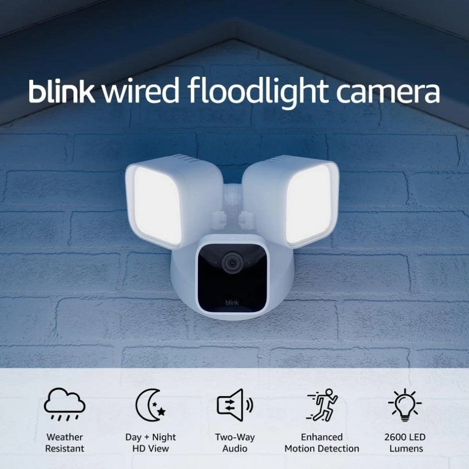Blink Wired Floodlight Camera with Pan-Tilt Indoor Camera and Video Doorbell