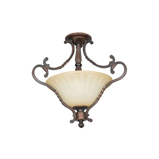 Sunset Lighting Graham 2-Light Semi-Flush Mount 100W Mahogany - F5286-61