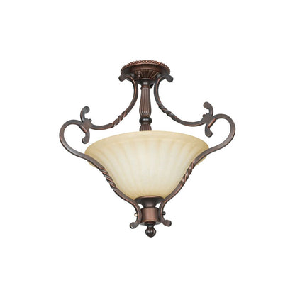 Sunset Lighting Graham 2-Light Semi-Flush Mount 100W Mahogany - F5286-61