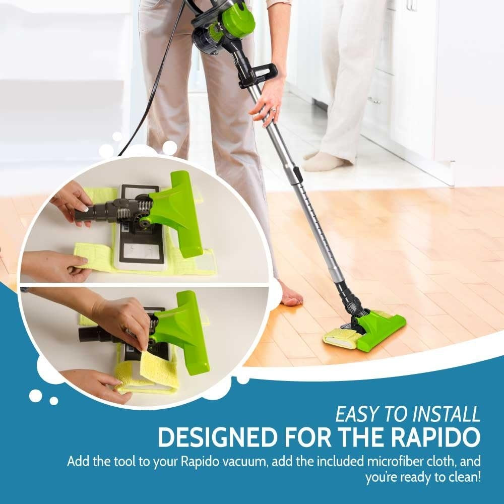 Rollibot 2-in-1 Microfiber Floor Mop for The Rapido Vacuum: Mops or Sweeps Cleans All Hard Surfaces RBR21-100