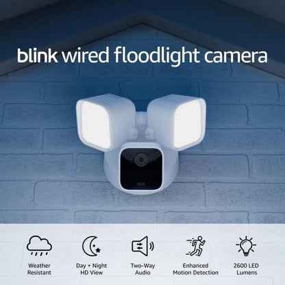 Blink Wired Floodlight Camera with Pan-Tilt Indoor Camera and Video Doorbell