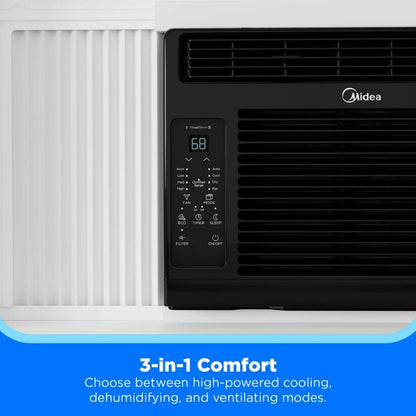 Midea 6,000 BTU DOE Window Air Conditioner with ComfortSense Remote, for spaces up to 250 sq. ft. MAW06R1WBL-T