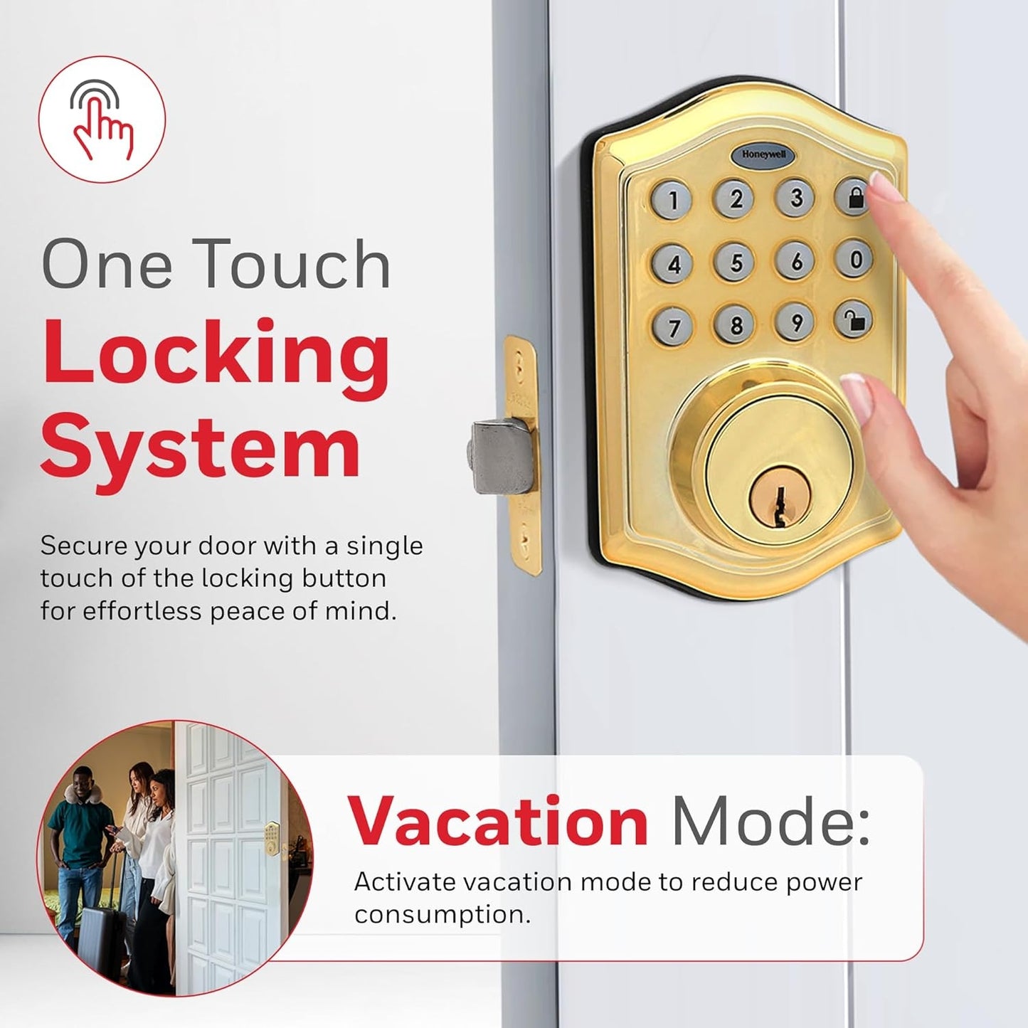 Honeywell Safes & Door Locks Keyless Entry Door Lock with Smart Electronic Keypad Deadbolt 8712009