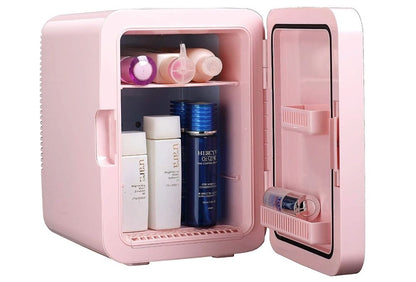 Frigidaire EFMIS170-PINK 9-Can / 6.5L Mini Portable Personal Fridge with Lighted Mirror Door, Includes 110V home power cord & 12V DC car adapter