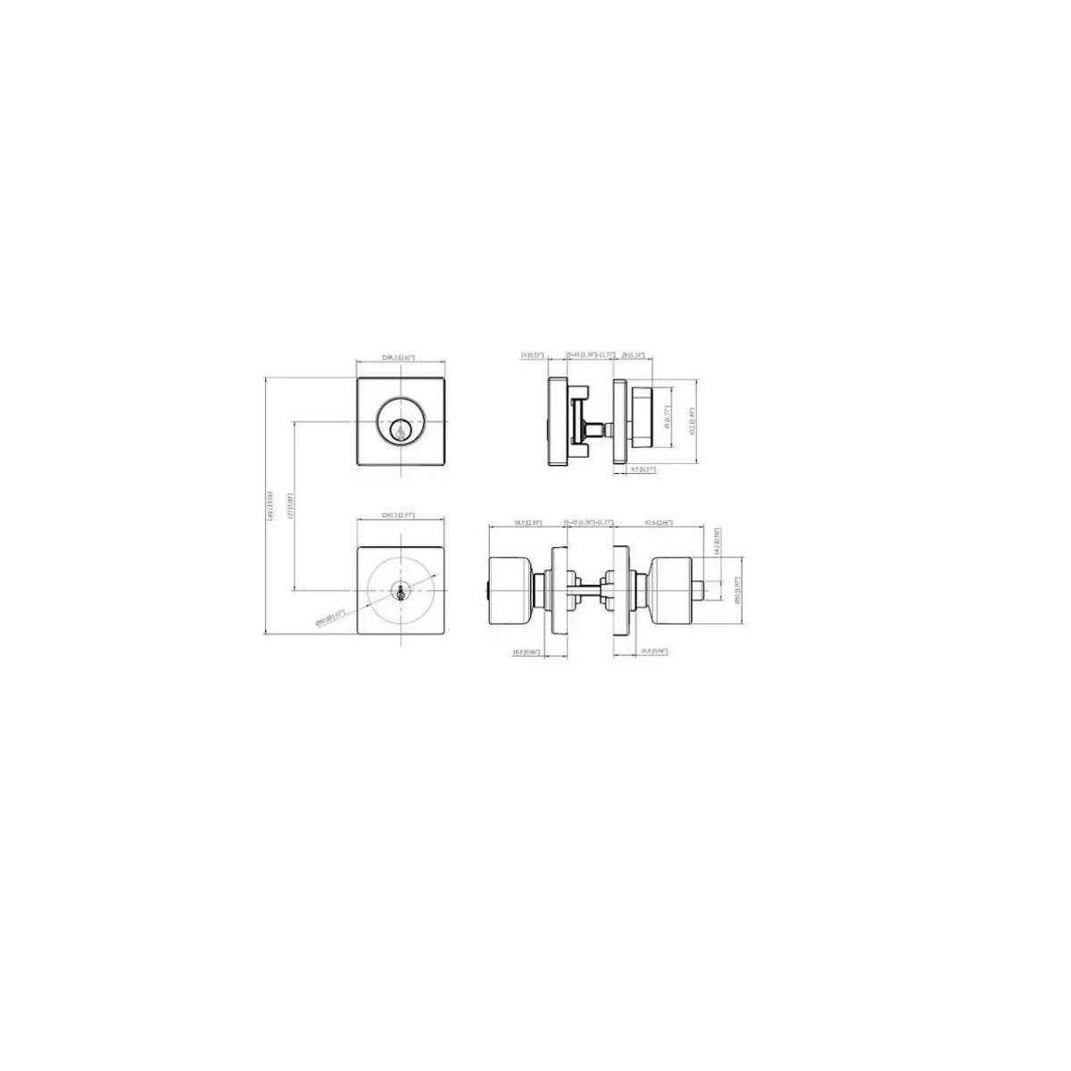 Ridgeway Matte Black Single Cylinder Door Knob Combo Pack with Square Rose Featuring Dual Keyway