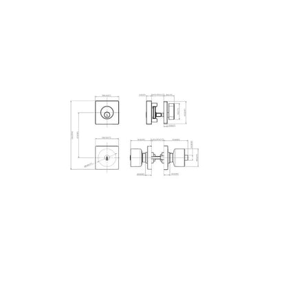 Ridgeway Matte Black Single Cylinder Door Knob Combo Pack with Square Rose Featuring Dual Keyway