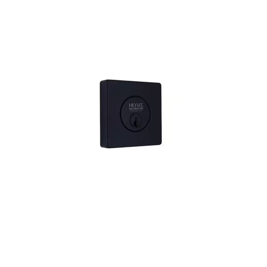 Square Matte Black Single Cylinder Deadbolt Featuring Dual Keyway DD2X91PXJ