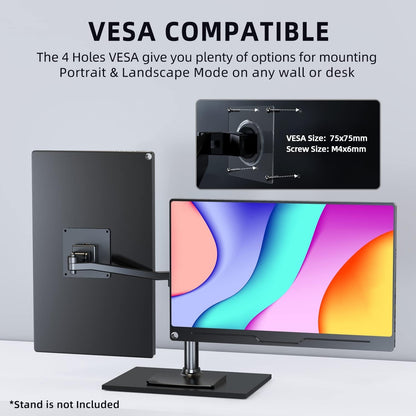 UPERFECT MDS-15608 Portable Monitor, 15.6" IPS HDR 1920X1080 FHD Eye Care Travel Screen USB C Gaming Monitor