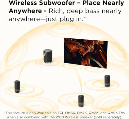 TCL Z100-SW Wireless Home Theater Subwoofer w/ Dolby Atmos FlexConnect Technology 130W - Black