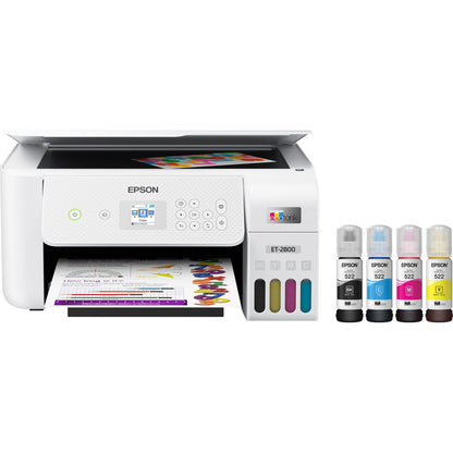 Epson EcoTank ET-2800 Wireless Color All-in-One Cartridge-Free Supertank Printer White C11CJ66202