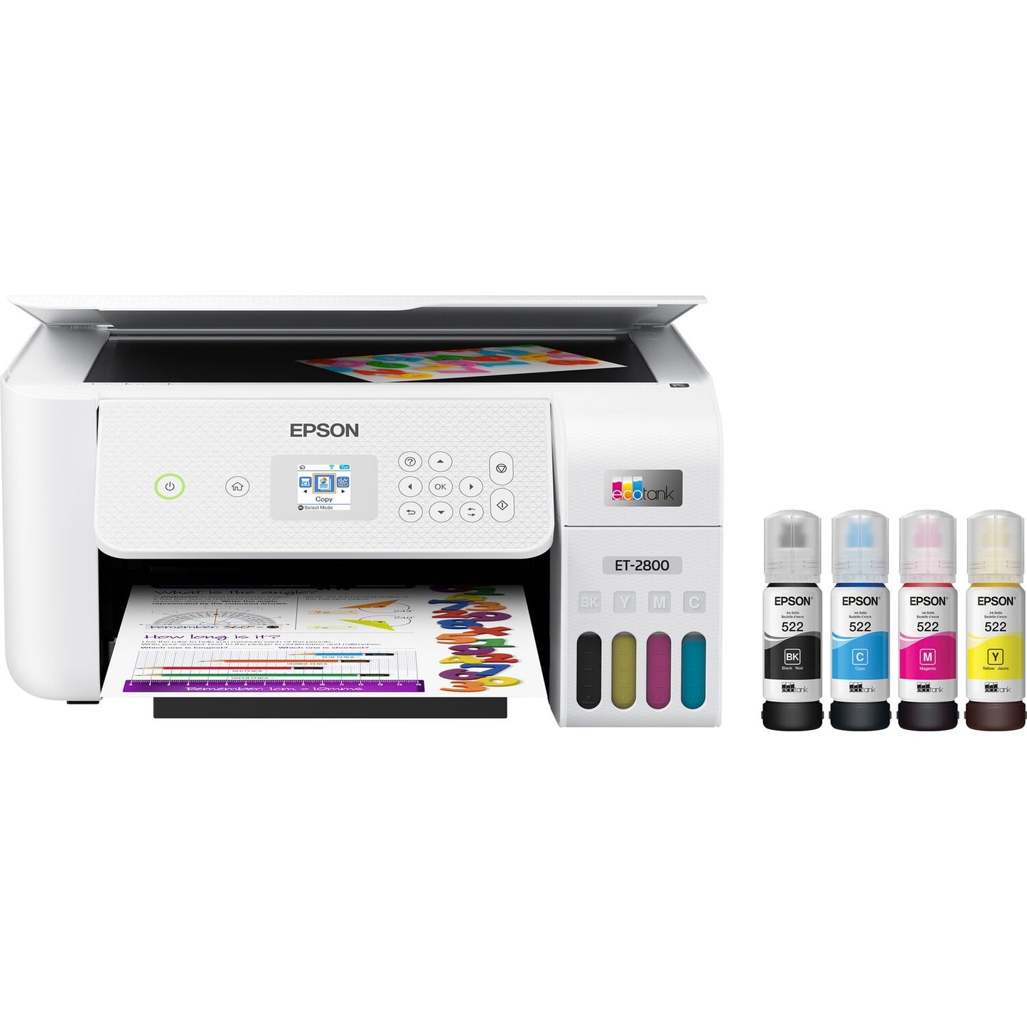 Epson EcoTank ET-2800 Wireless Color All-in-One Cartridge-Free Supertank Printer White C11CJ66202