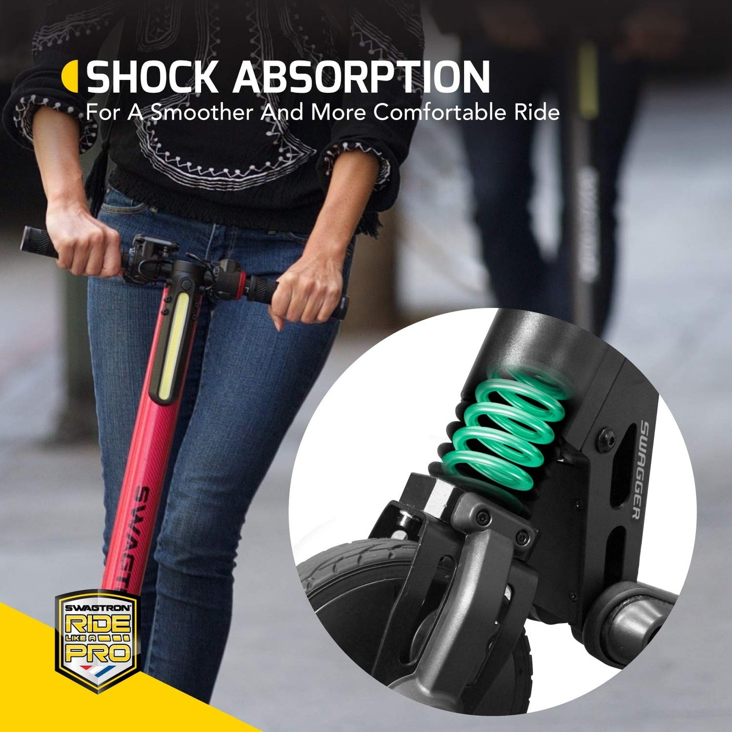 Swagtron Swagger SG-2 Foldable Electric Scooter with Cruise Control, Black SWGR2-2, Up to of 200 lbs., Fat Tires - High-volume 4-inch tires mounted to 20-inch rims, 200W Motor