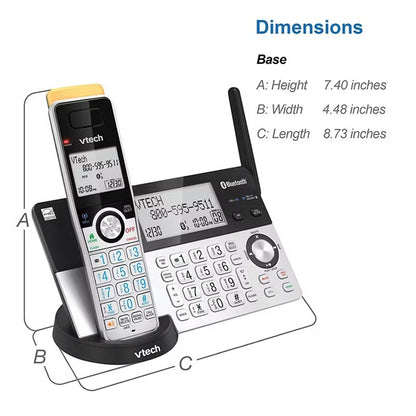 Vtech 5-Handset Cordless Phone with Super Long Range, Bluetooth Connect to Cell, Smart Call Blocker and Answering System IS8129-5