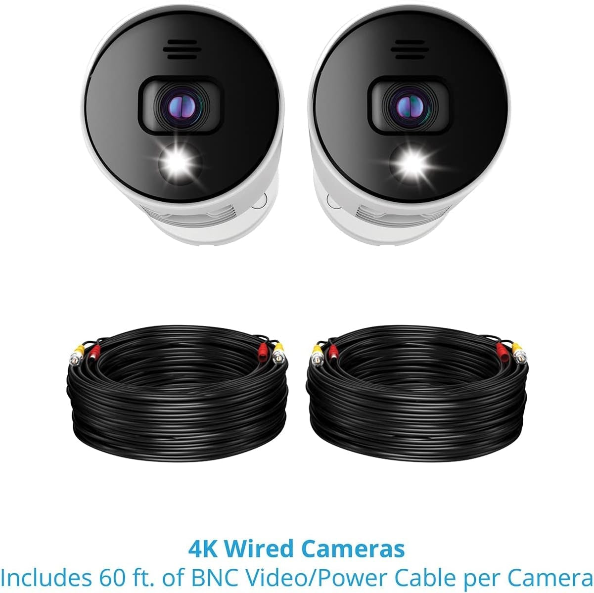 Night Owl - Wired Add On 4K Ultra HD Spotlight Cameras with Audio (2-Pack) - White/Black
