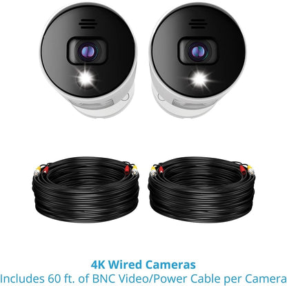 Night Owl - Wired Add On 4K Ultra HD Spotlight Cameras with Audio (2-Pack) - White/Black