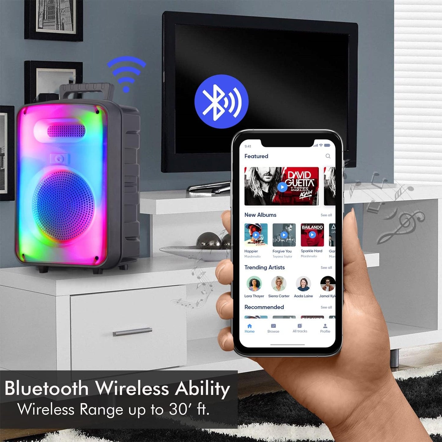 Technical Pro 600W Rechargeable 8" Bluetooth Speaker w/ LED, FM & USB