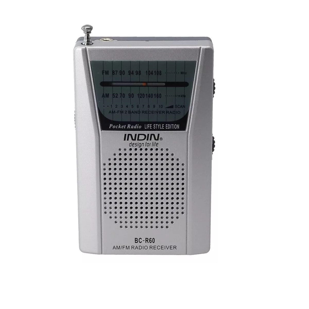 INDIN BC-R60 Portable AM/FM Radio, Manual Tune, Pocket Size, Built-In Speaker, 3.5mm Earphone Jack