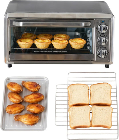 OLIXIS Toaster Ovens Countertop 19Quart, Up to 450°F, Bake, Toast, Broiler, Pizza and Warm, 1300W KX-P01-18L-SR