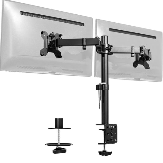 VIVO Dual Monitor Desk Mount, Holds 2 Computer Screens up to 30 inches and 22lbs Each Black, STAND-V002