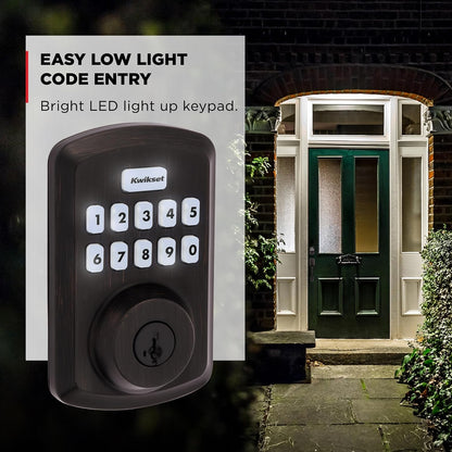 Kwikset Powerbolt 250 10-Button Keypad Venetian Bronze Transitional Electronic Deadbolt Door Lock 992500-009