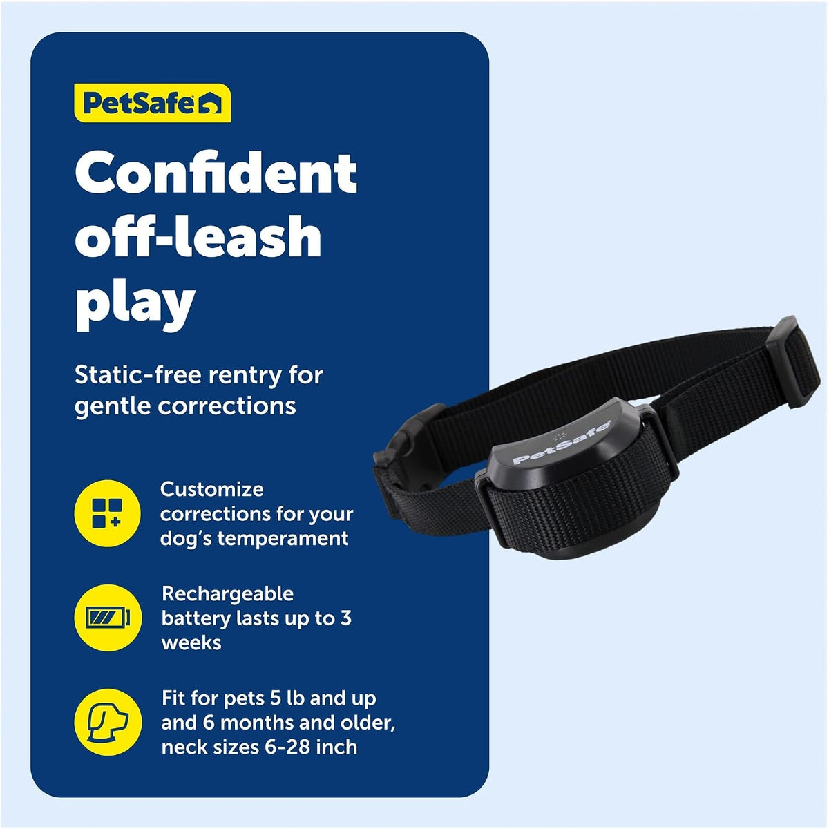 PetSafe Stay and Play Adjustable Wireless Fence Rechargeable Receiver Collar - Black
