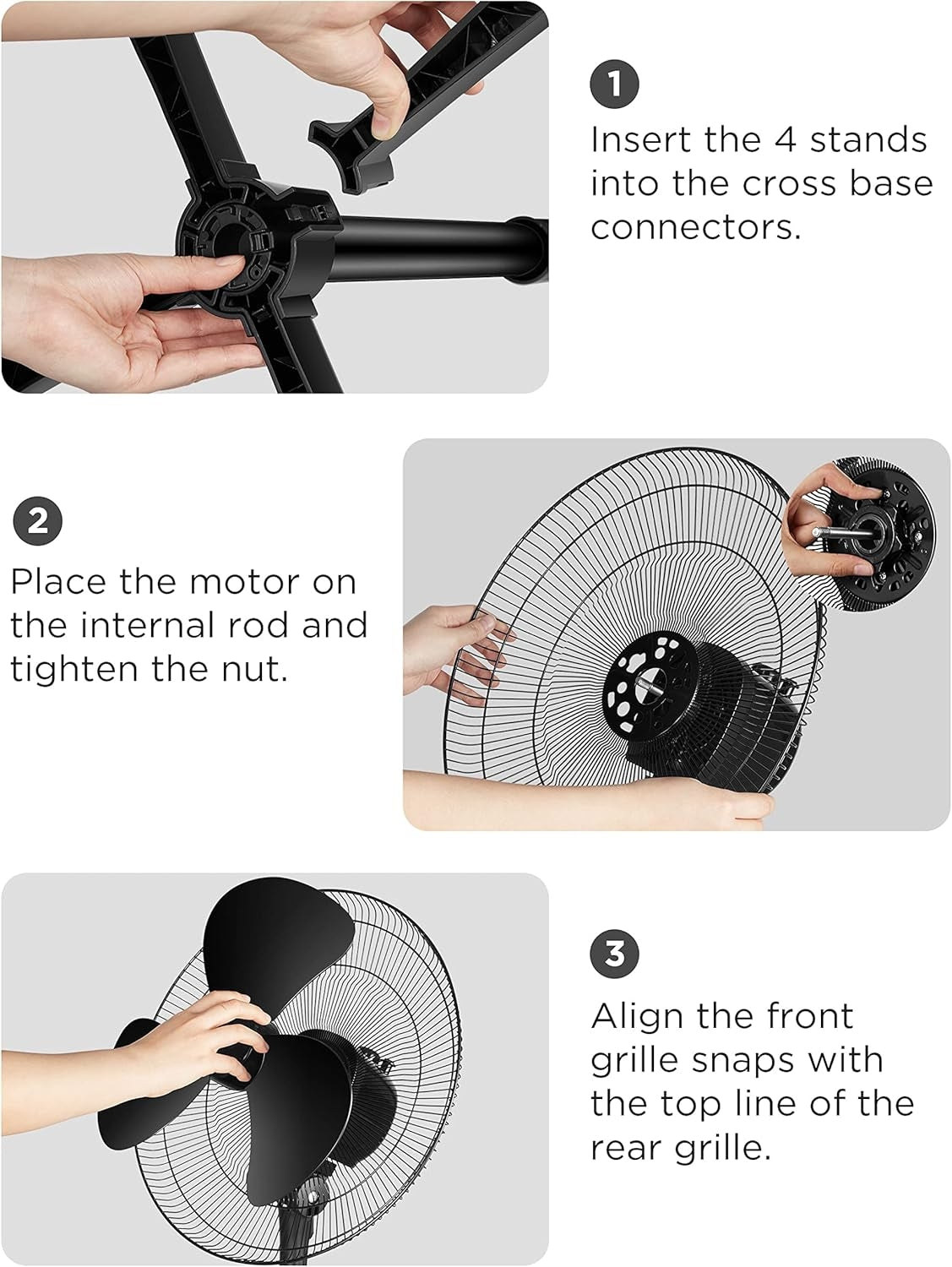PELONIS 16 inch Pedestal Fan for Bedroom, Oscillating Fan, 3-Speeds, 90° Oscillation, Adjustable Height, Floor Fan PFS40M2ABB