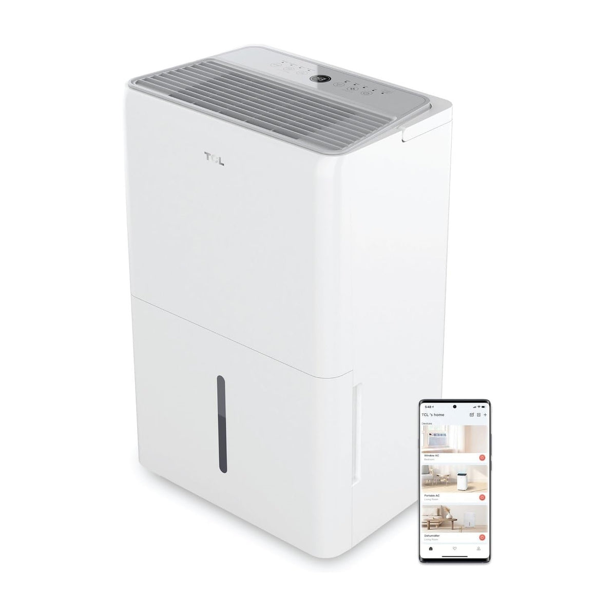 TCL - 4,500 Sq. Ft. 50 Pint Smart Dehumidifier - White H50D44W