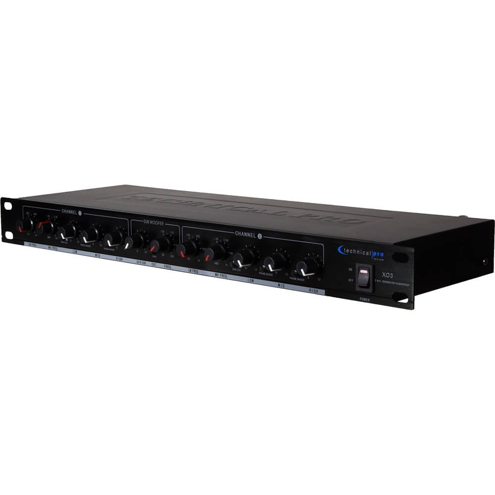 Technical Pro XO3 3 Way Crossover with Subwoofer Output, 20Hz-25kHz 1dB Frequency Response