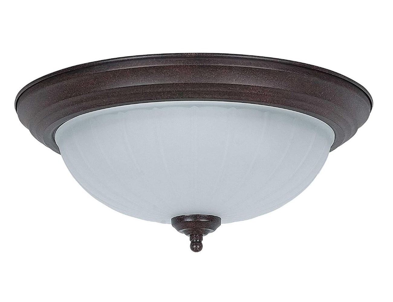 Sunset Lighting 15" Flush Mount w/ Frosted Melon Glass, Rubbed Bronze Finish F7118-62