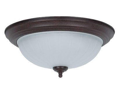Sunset Lighting 15" Flush Mount w/ Frosted Melon Glass, Rubbed Bronze Finish F7118-62
