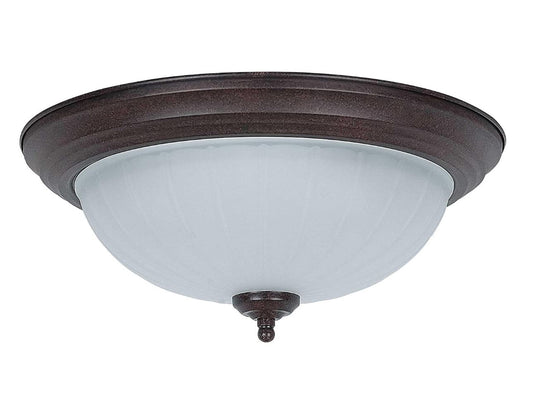Sunset Lighting 15" Flush Mount w/ Frosted Melon Glass, Rubbed Bronze Finish F7118-62
