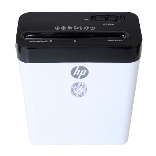 HP LC8 8-Sheet 3.2-gallon basket 68DB Crosscut Shredder White 91011B