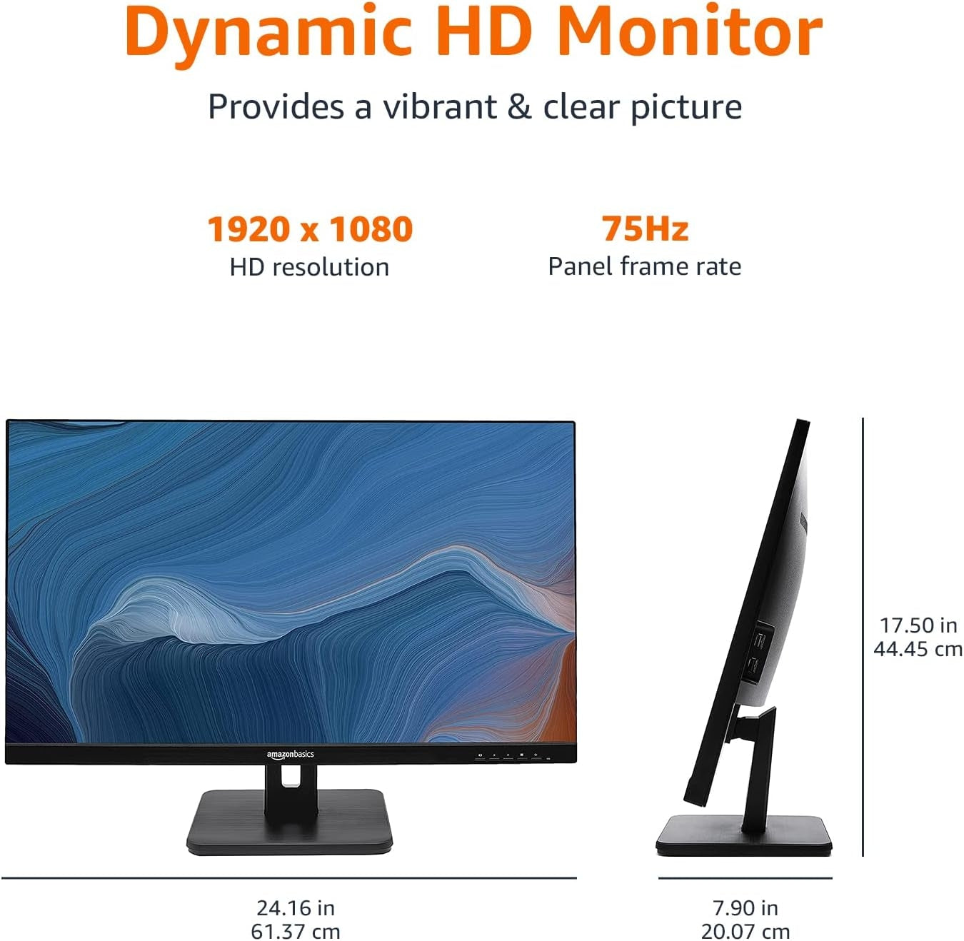 Amazon Basics 27" IPS Monitor 75 Hz Powered with AOC Technology FHD 1080P HDMI, Display Port and VGA Input 27E2UA