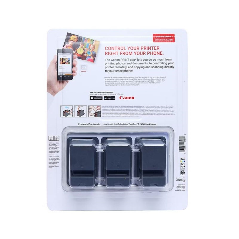 Canon 2x Black PG245XL and Color CL246 Ink Cartridges Combo Pack 8278B009