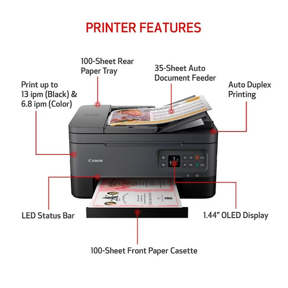 Canon PIXMA TR7022A Wireless Office All-In-One Inkjet Printer Black