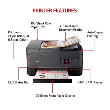 Canon PIXMA TR7022A Wireless Office All-In-One Inkjet Printer Black