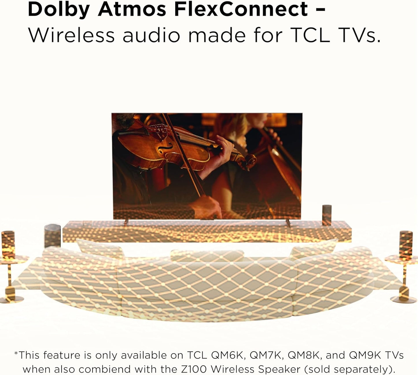 TCL Z100-SW Wireless Home Theater Subwoofer w/ Dolby Atmos FlexConnect Technology 130W - Black