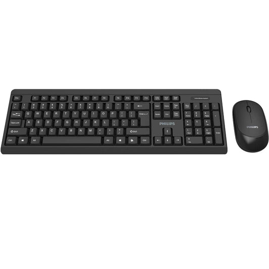 Philips SPT6324 Wireless Keyboard and Mouse Combo | Ambidextrous, Low-Profile | Adjustable DPI Mouse, Full-Sized Keyboard
