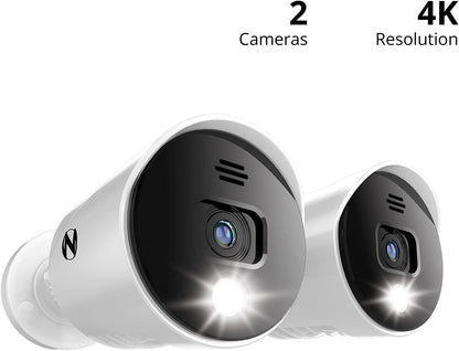 Night Owl - Wired Add On 4K Ultra HD Spotlight Cameras with Audio (2-Pack) - White/Black